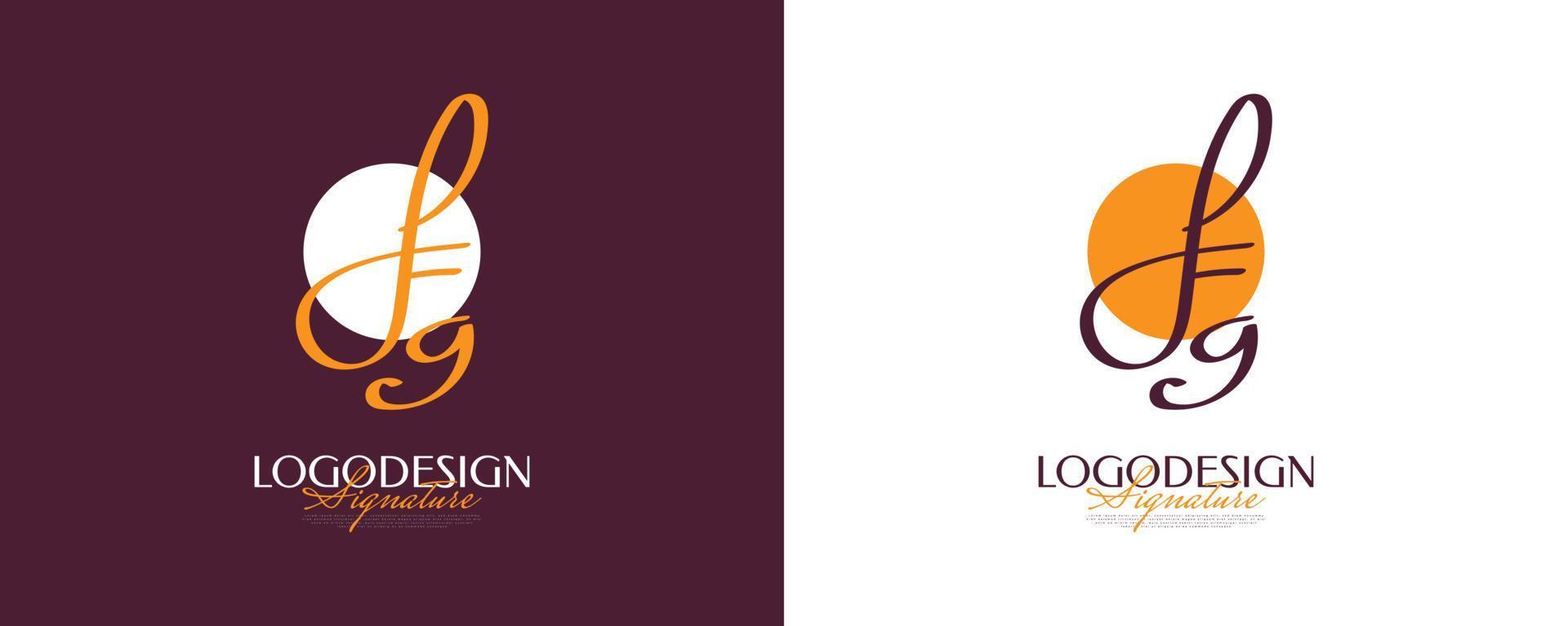 initial f och g logotypdesign med elegant och minimalistisk handstil. fg signaturlogotyp eller symbol för bröllop, mode, smycken, boutique och affärsidentitet vektor