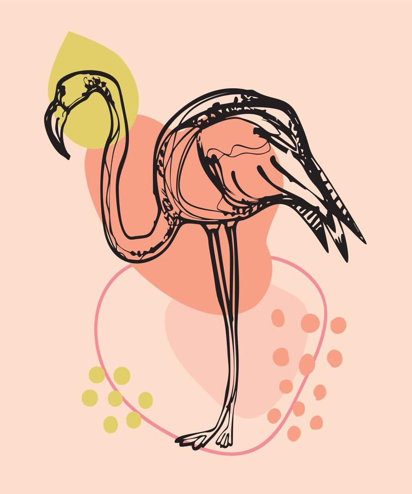 rosa flamingos. set med flamingos. exotiska fåglar. lager vektorillustration med paradisfåglar. vektor