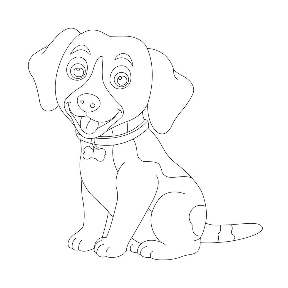 söt valp hund kontur målarbok för barn djur målarbok vektor