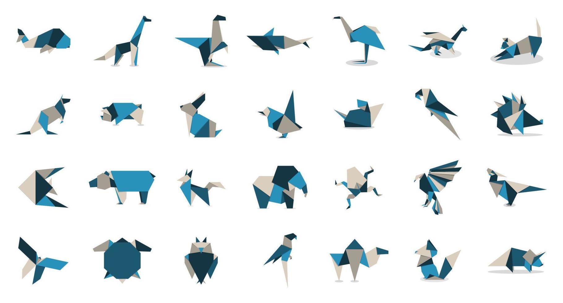 djur origami samling. djur origami vektor. abstrakt djur logotyp design. djur origami. vektor illustration