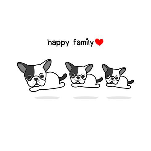 Gullig morfader och barnhund. Lycklig djurfamilj tecknad vektor illustration.