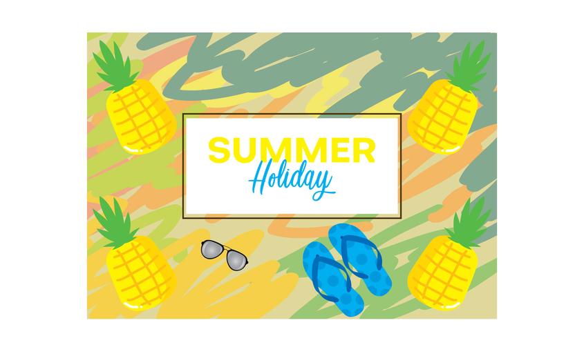 Summer Holiday bakgrund abstrakt med element sandaler, ananas och glasögon vektor