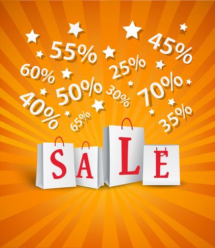 Verkauf Plakatgestaltung mit Einkaufstüten und Prozent Rabatt vektor