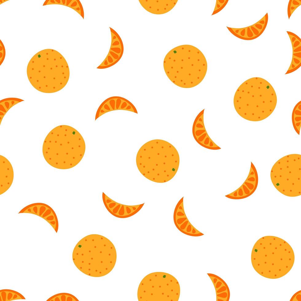einfaches nahtloses muster mit orange und scheibe. Vektor bunte Illustration von Zitrusfrüchten