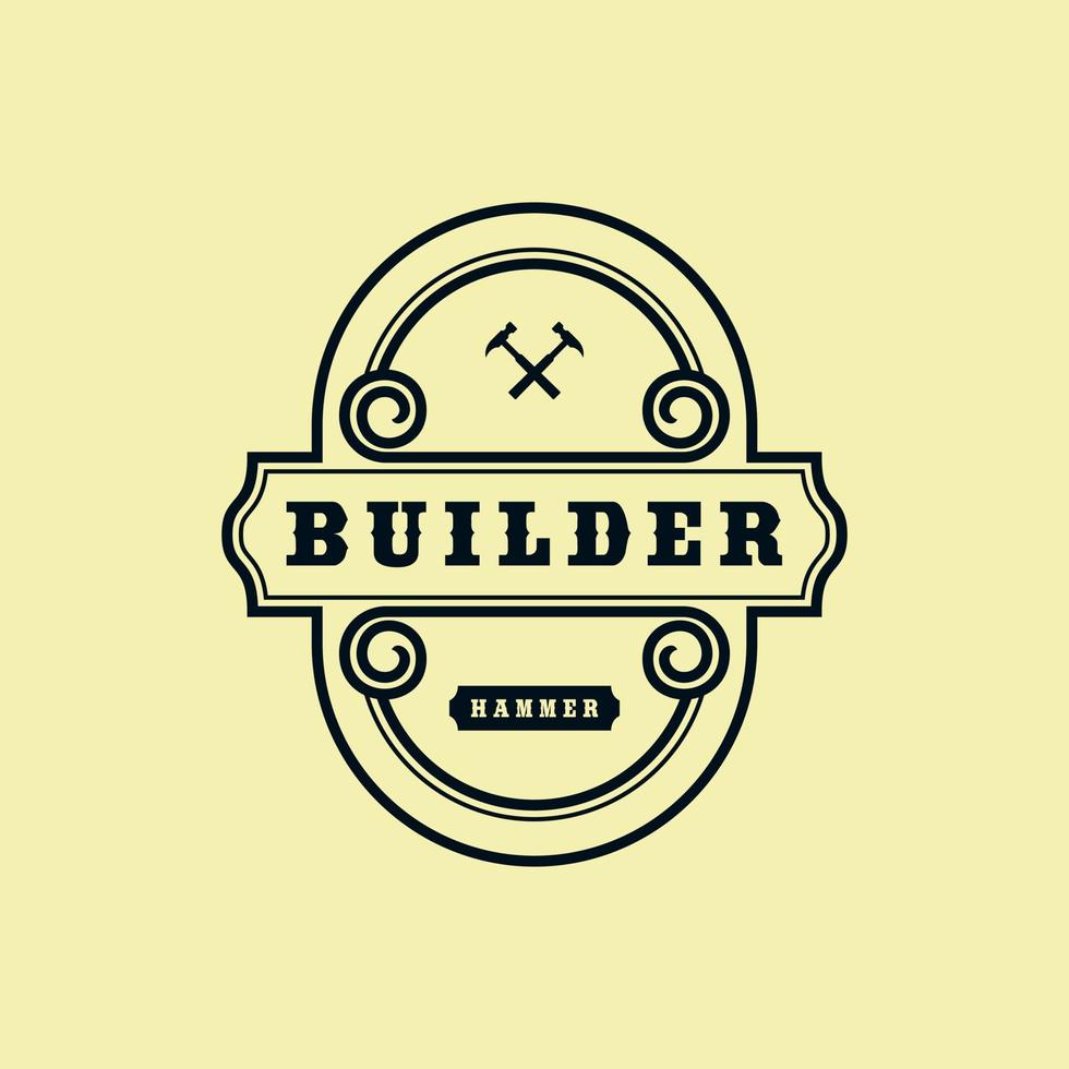 Inspiration für das Design des Builder-Logos. Bauen & Konstruktion. klassisches logo im vintage retro-abzeichenstil vektor