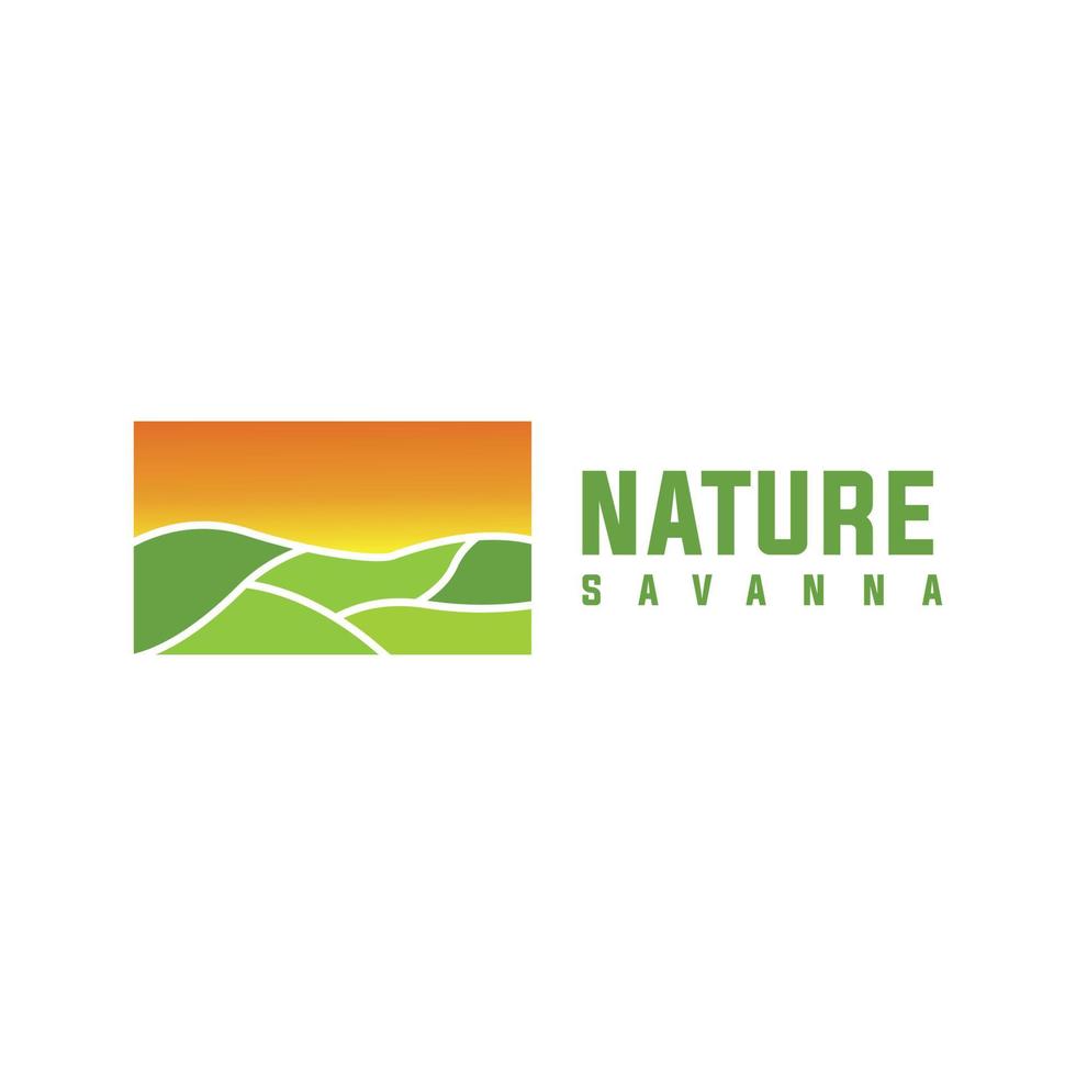 Savanne-Natur-Logo-Design. die Savanne ist weit und grün. Die Savanne ist frisch und kühl. flaches und sauberes Logo im minimalistischen Stil vektor