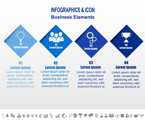 Infografik Business Timeline Prozess und Symbole Vorlage. Geschäftskonzept mit 4 Optionen, Schritten oder Prozessen. Vektor. vektor