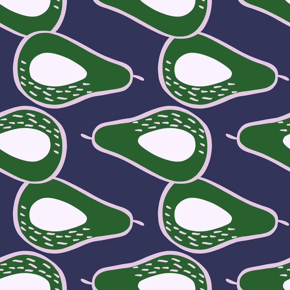 doodle avokado seamless mönster. handritad botanisk bakgrund. vektor
