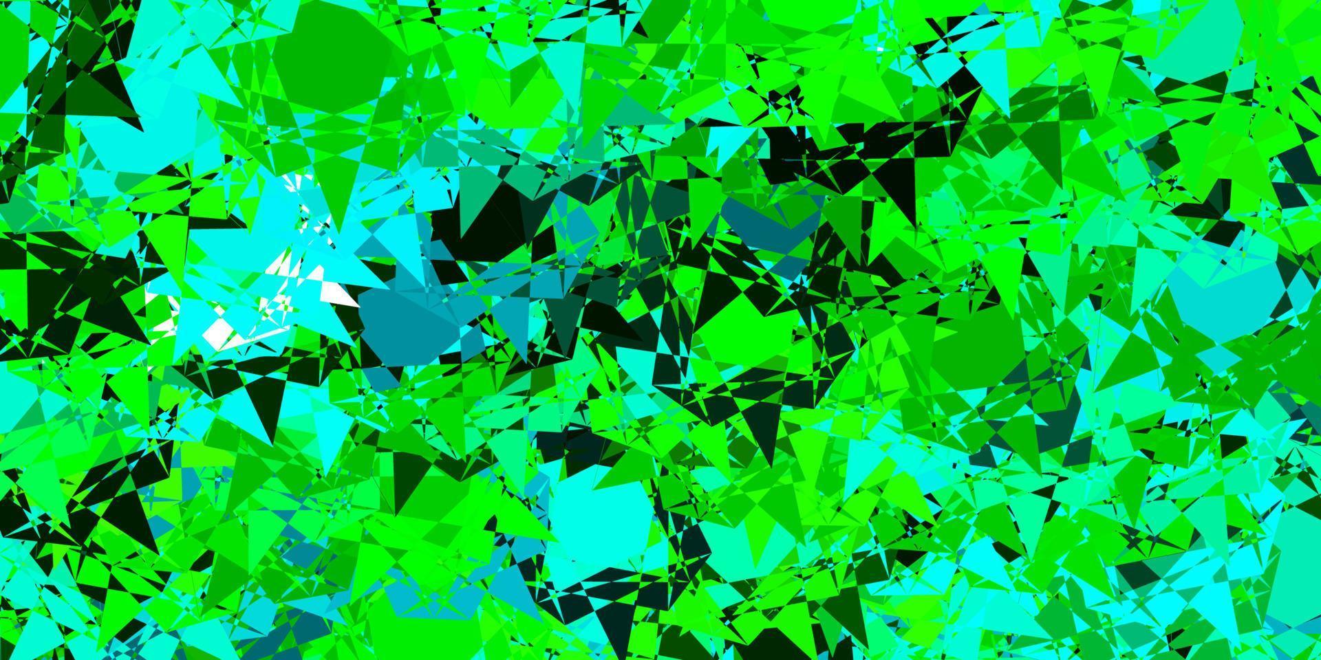 hellblaue, grüne Vektorschablone mit Dreiecksformen. vektor