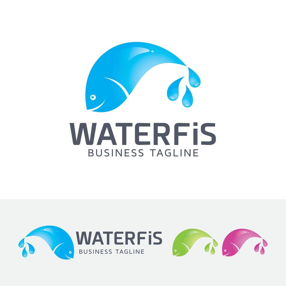 vatten fisk vektor logotyp mall