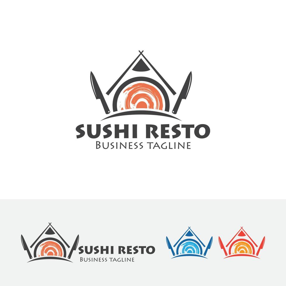 sushi restaurang logotyp design vektor