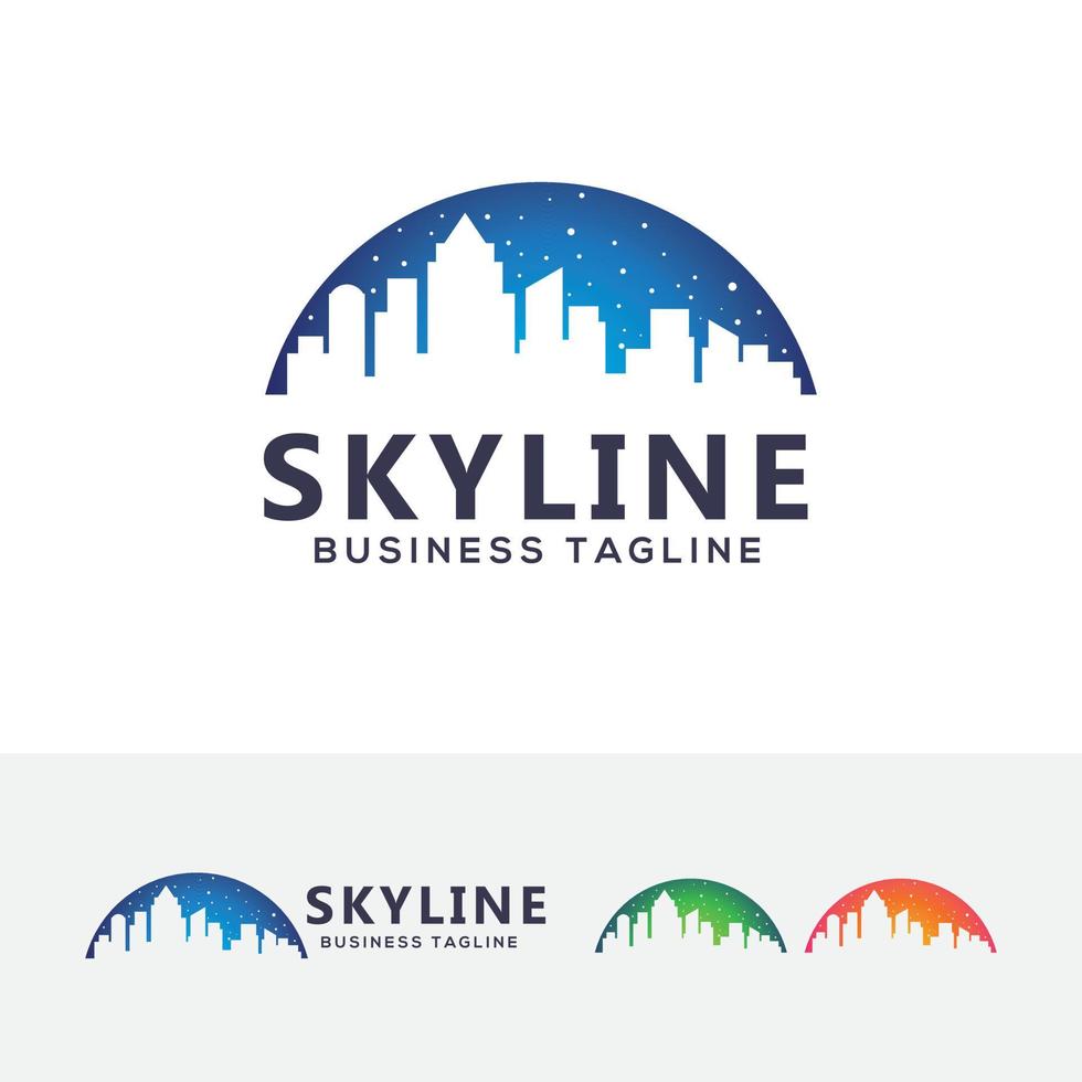 skyline city logotyp design vektor