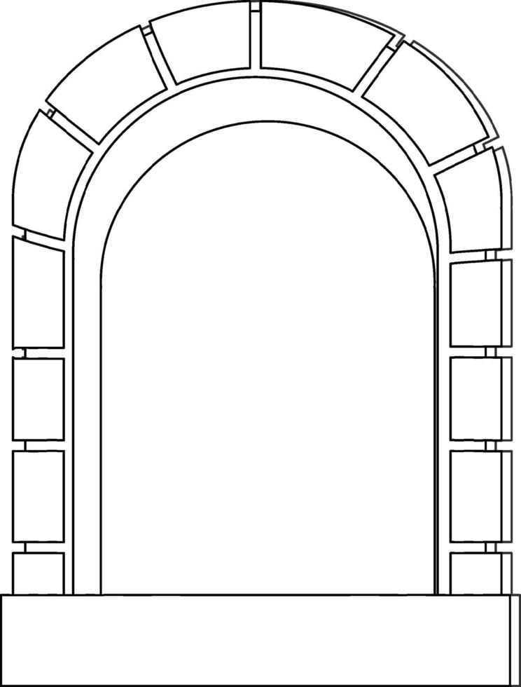 Backsteinfenster Schwarz-Weiß-Doodle-Charakter vektor