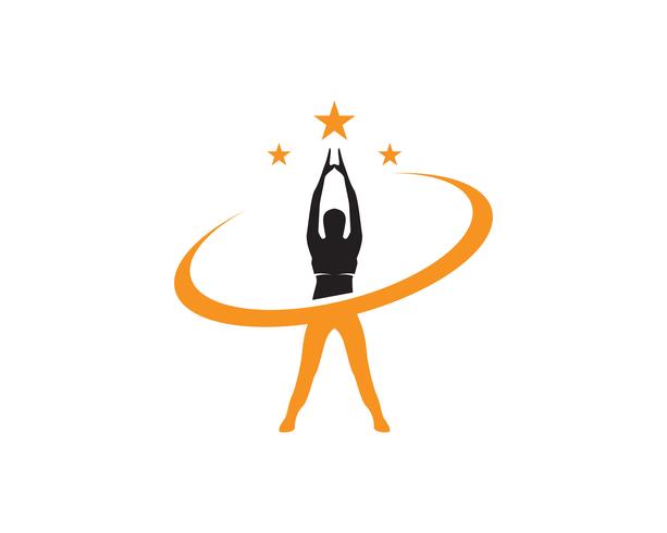 Athletische Yogakörperlogosymbol-Vektorikonen vektor