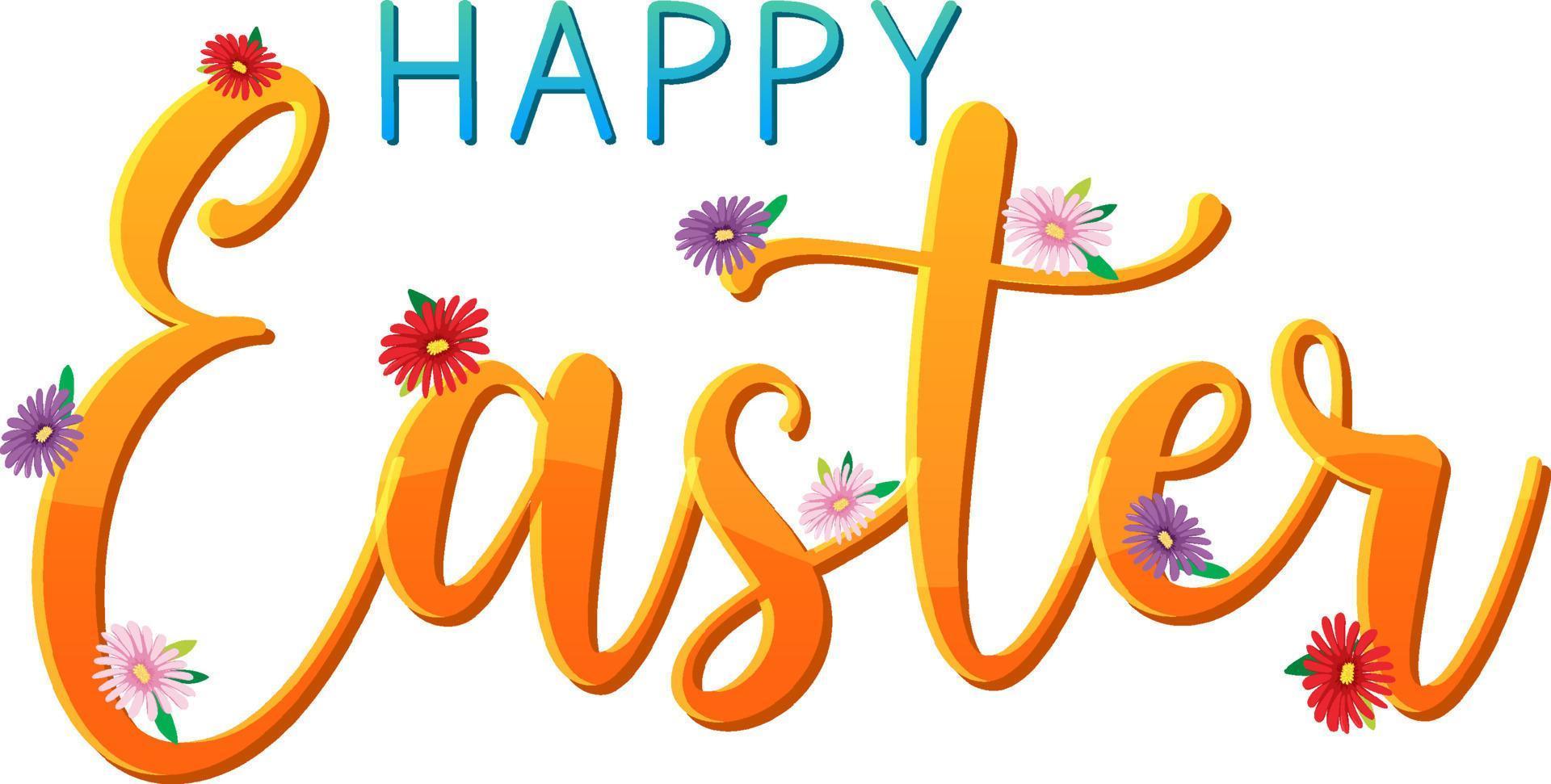 frohes ostern-design mit schriftart in orange vektor