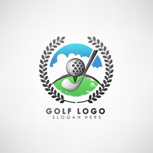 Golf Konzept Logo Vorlage mit Lorbeerkranz. Bezeichnung für Golfturniere, Organisation und Country Clubs. Vektor-illustration vektor