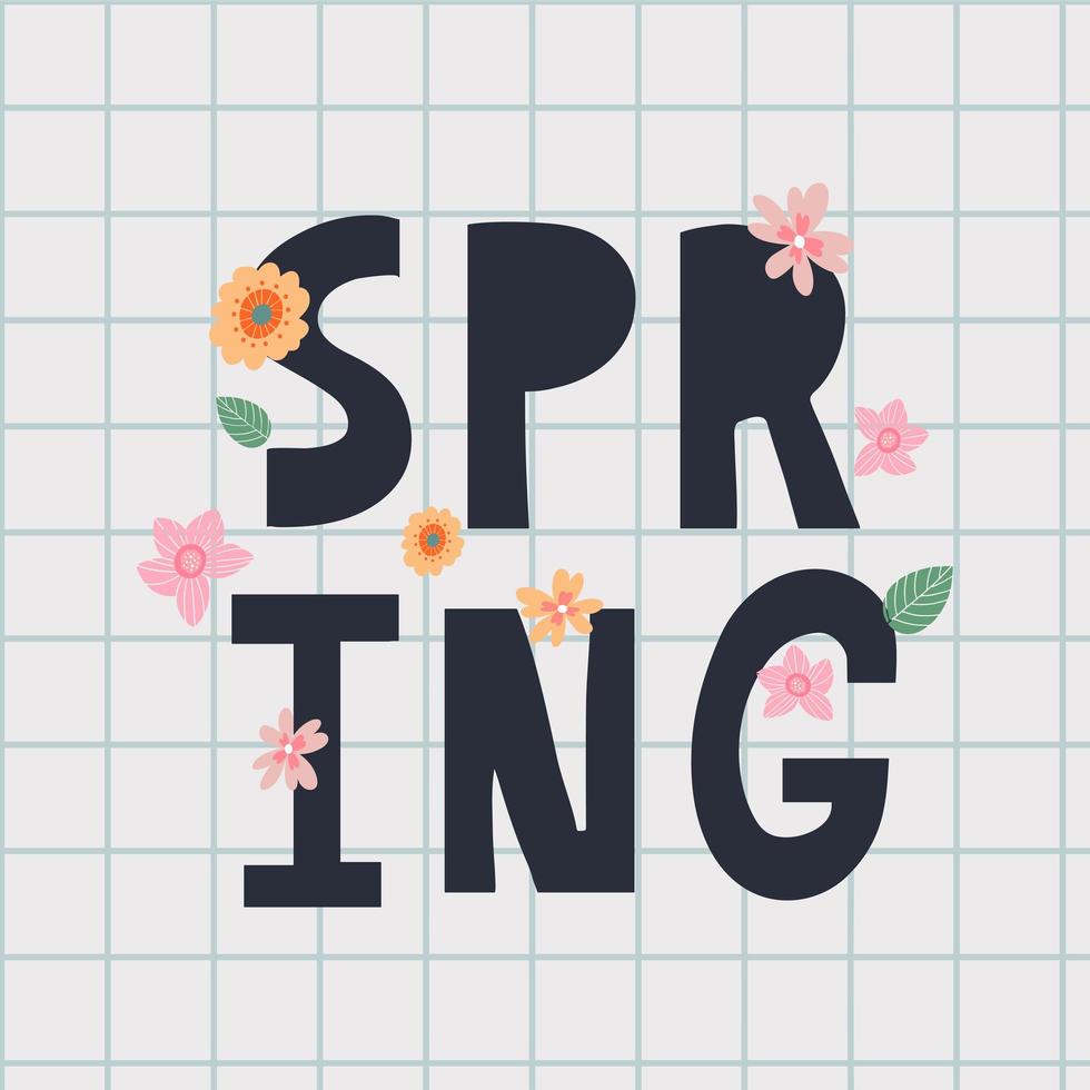 hallo frühling hand logo, abzeichen typografie symbol. beschriftung frühlingssaison mit blatt für grußkarte, einladungsvorlage. Retro, Vintage Schriftzug Banner Poster Vorlage Hintergrund, Verkauf, Angebot vektor