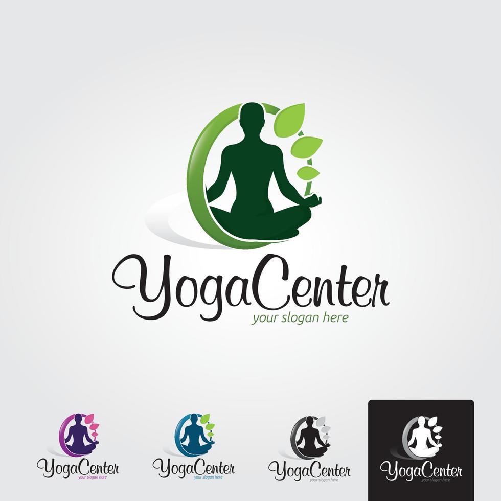 minimal yoga center logotyp mall - vektor