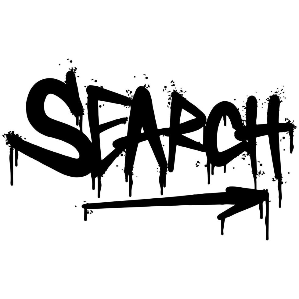 Graffiti-Suchwort gesprüht isoliert auf weißem Hintergrund. gesprühtes Suchschrift-Graffiti. Vektor-Illustration. vektor