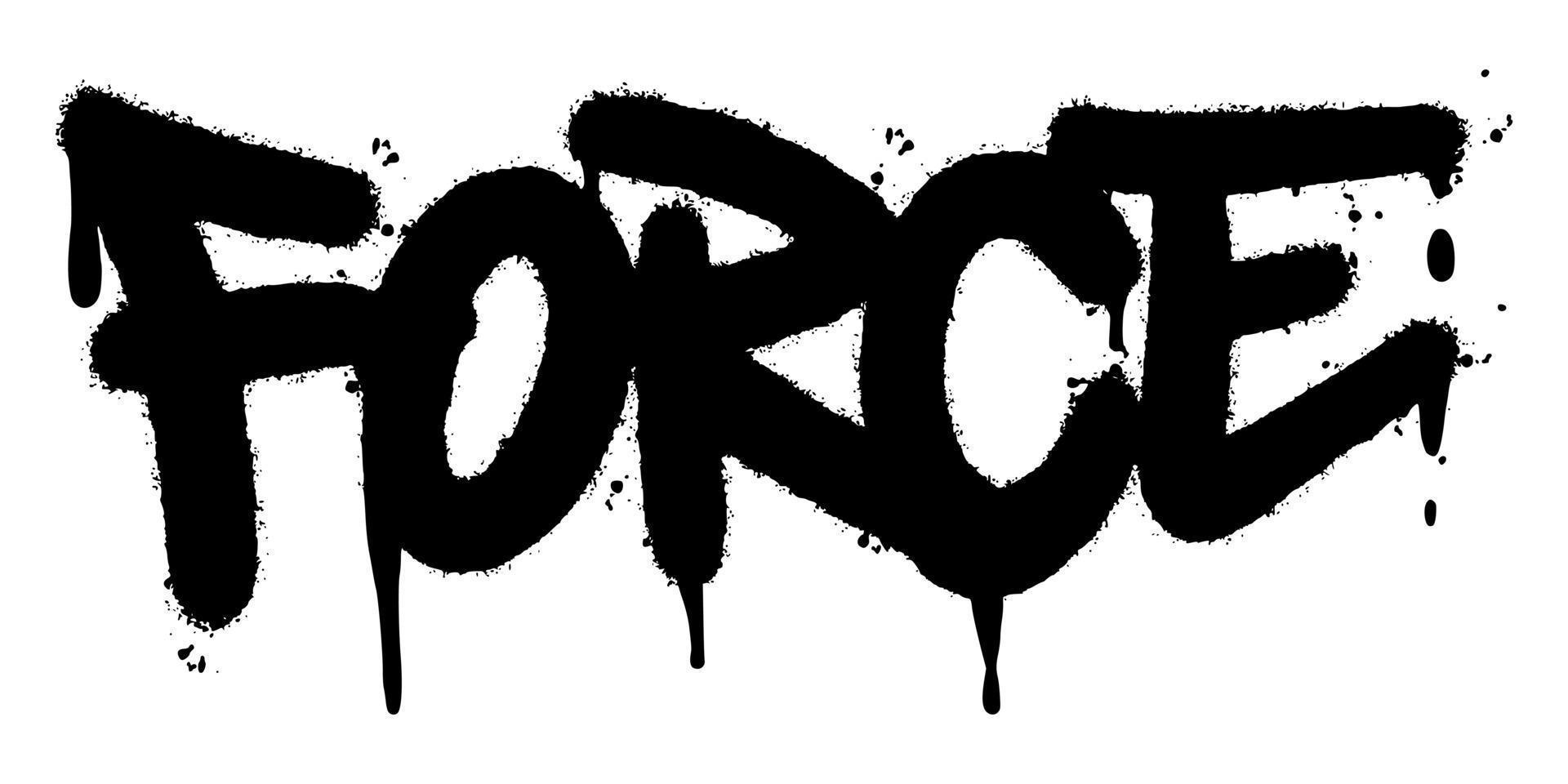 Graffiti-Force-Wort gesprüht isoliert auf weißem Hintergrund. gesprühte Kraft Schriftart Graffiti. Vektor-Illustration. vektor