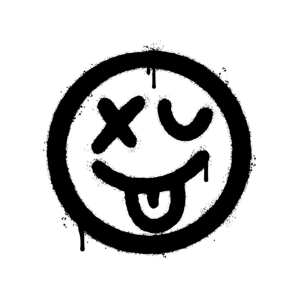 graffiti skrämmande sjuka ansikte uttryckssymbol besprutas isolerad på vit bakgrund. vektor illustration.