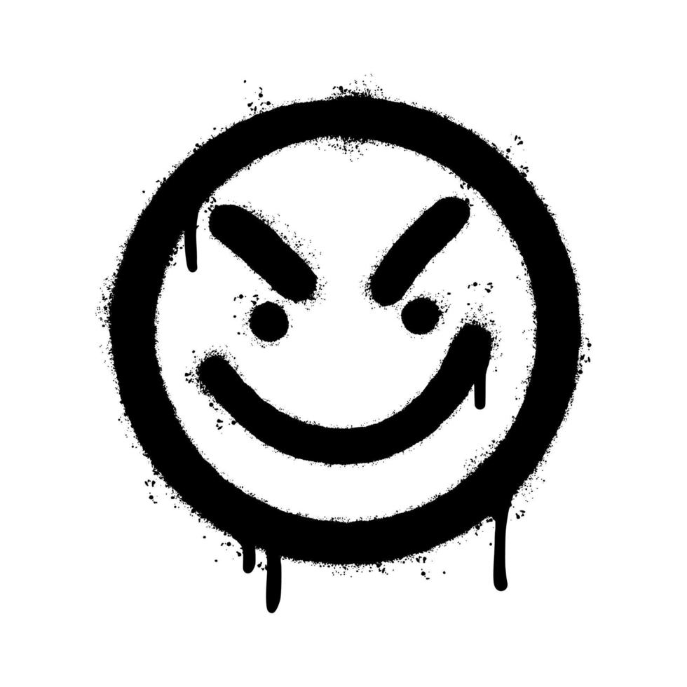 Graffiti wütendes Gesicht Emoticon gesprüht isoliert auf weißem Hintergrund. Vektor-Illustration. vektor