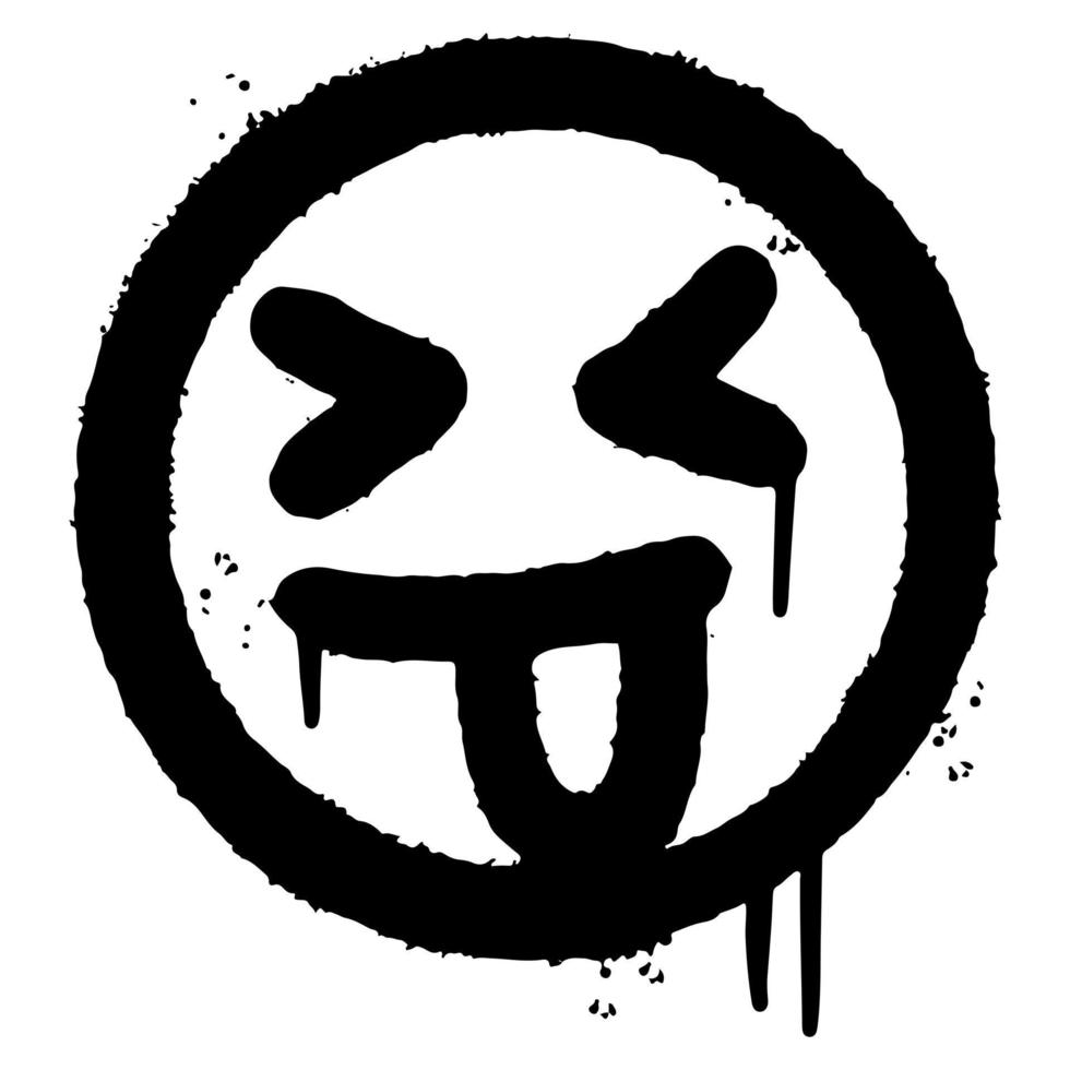 Graffiti unheimlich krankes Gesicht Emoticon gesprüht isoliert auf weißem Hintergrund. Vektor-Illustration. vektor