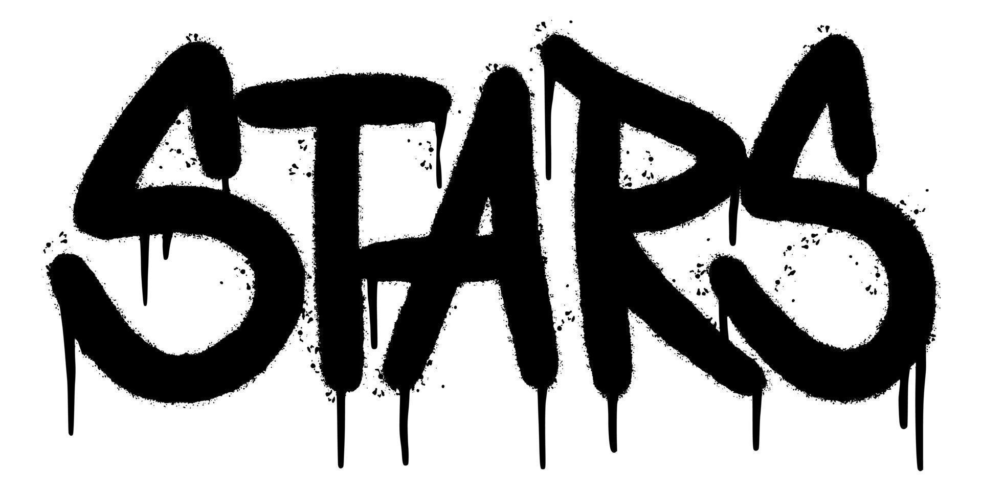graffiti stjärnor ordet sprutas isolerad på vit bakgrund. besprutade stjärnor teckensnitt graffiti. vektor illustration.