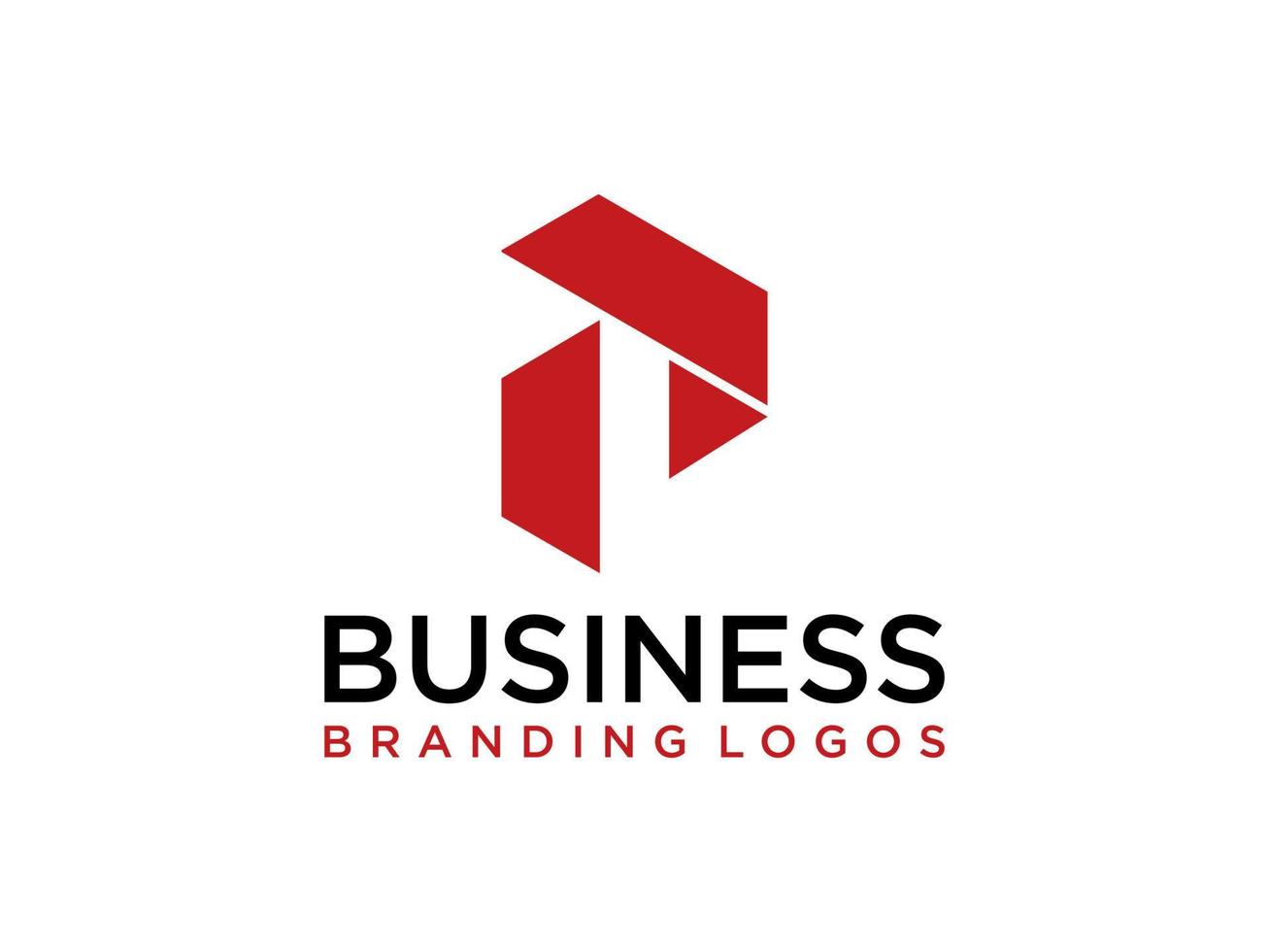 abstraktes anfangsbuchstabe p-logo. rote geometrische Form isoliert auf weißem Hintergrund. verwendbar für Geschäfts- und Markenlogos. flaches Vektor-Logo-Design-Vorlagenelement. vektor