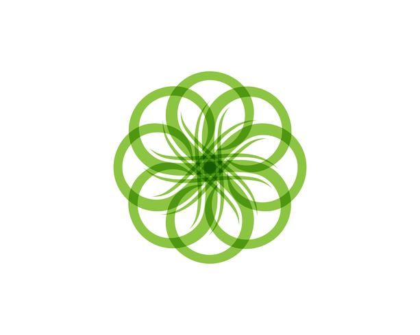 Gröna blad blomma blommönster mönster och symboler på en vit bakgrund vektor