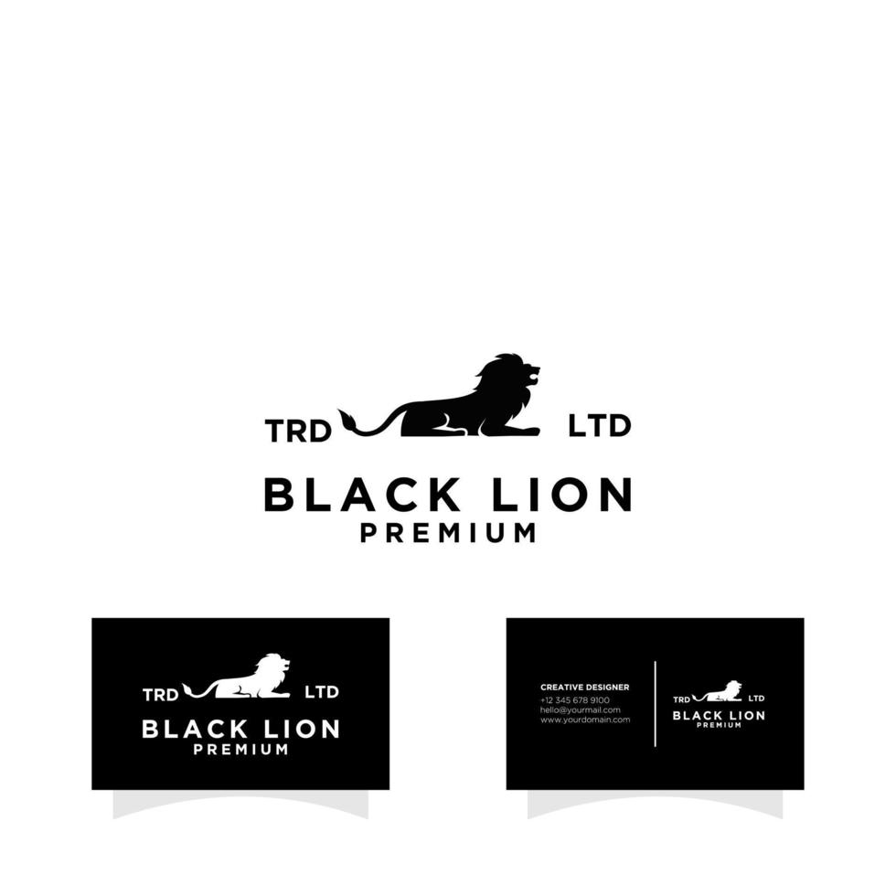 svart lejon djur logotyp design vektor