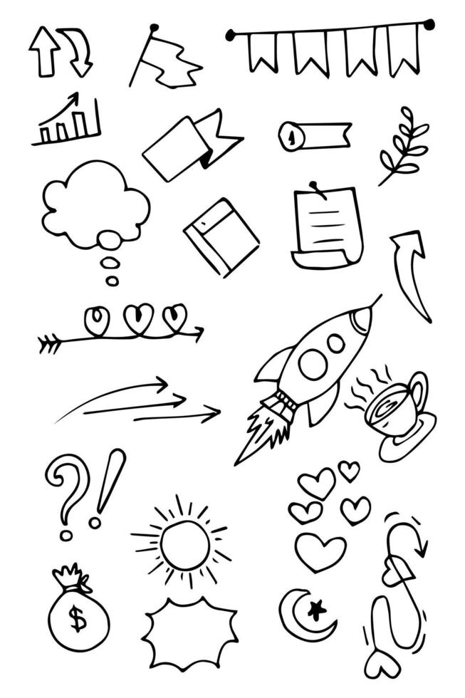 doodle element vektor set, för konceptdesign.