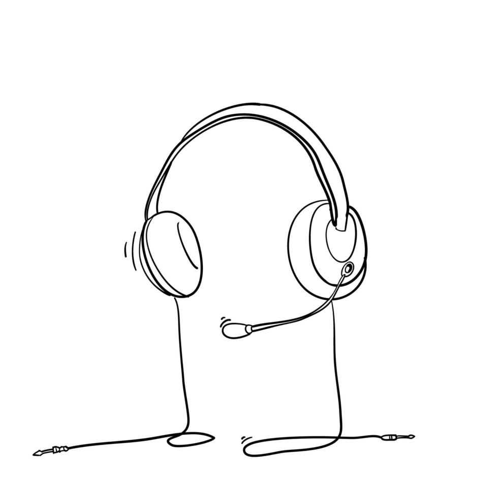 doodle headset hörlurar illustration vektor