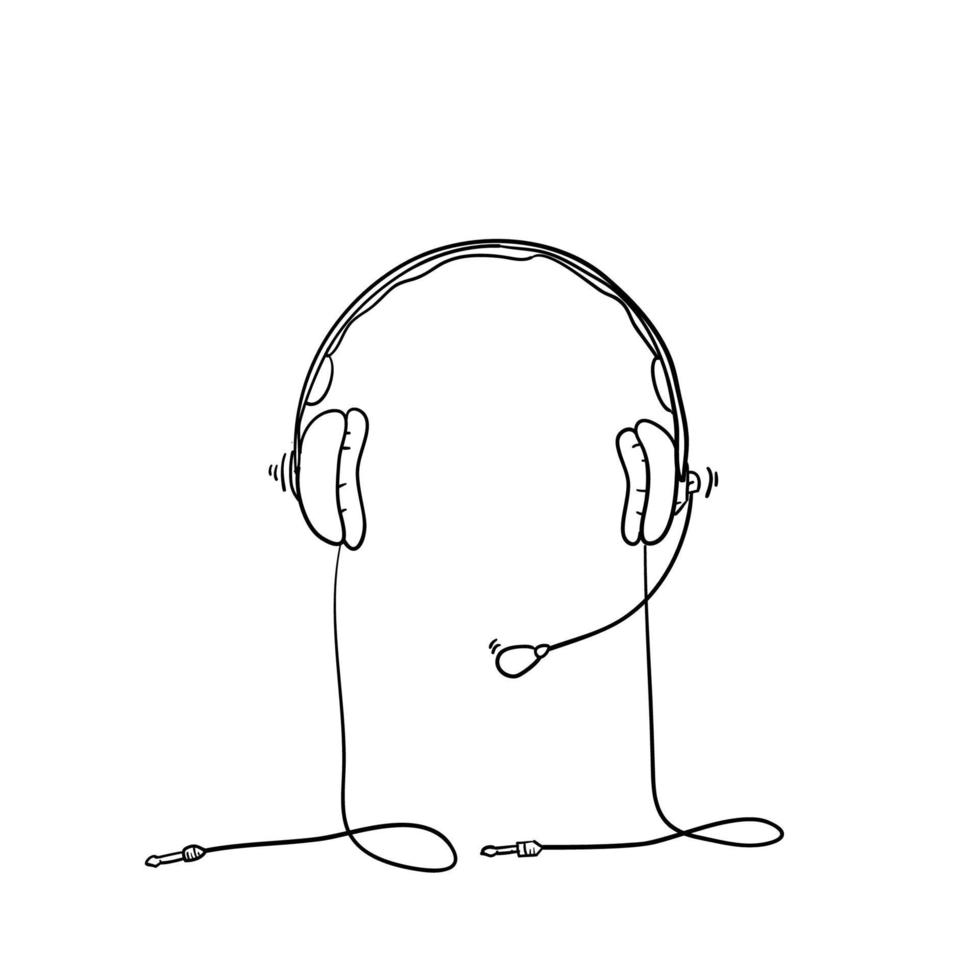 doodle headset hörlurar illustration vektor