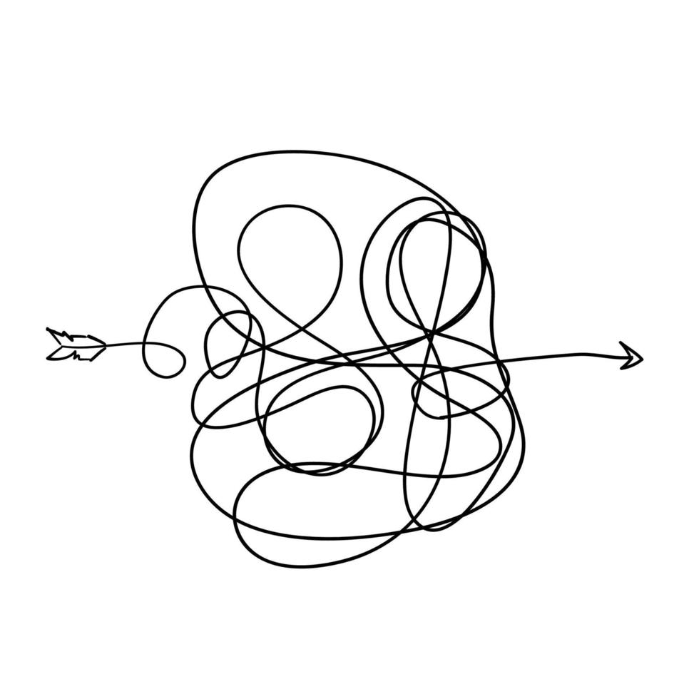 wahnsinnig unordentliche Linie. komplizierter Clew-Weg im handgezeichneten Doodle-Stil vektor