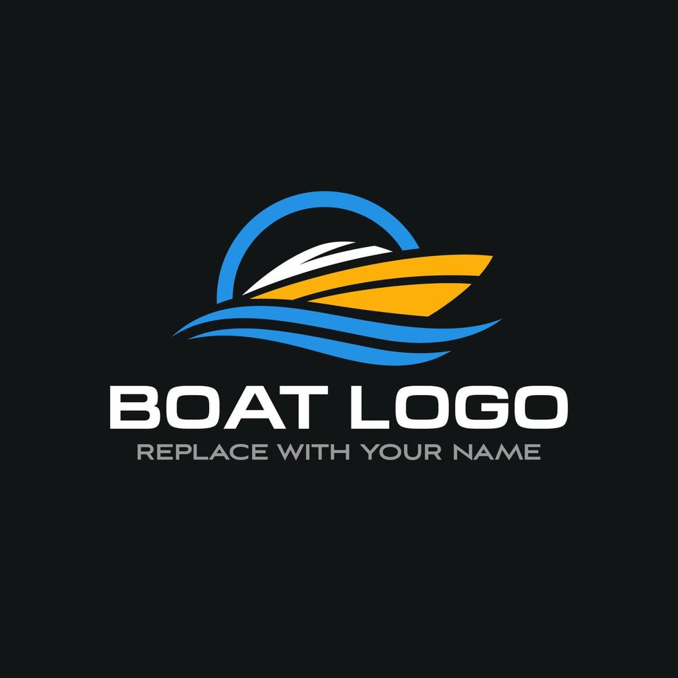 båt logotyp med svart bakgrund vektor