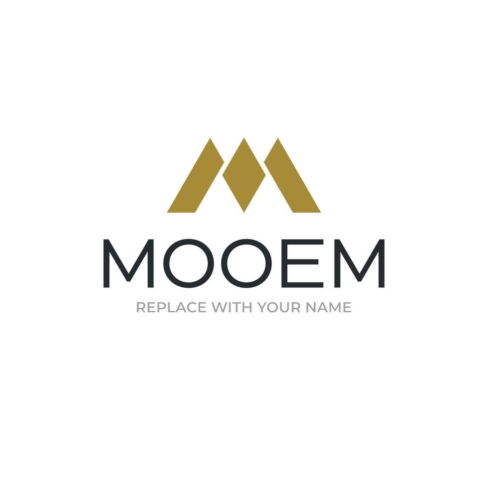 Buchstabe m Logo-Design-Vorlage mit weißem Hintergrund und goldener Symbolfarbe vektor