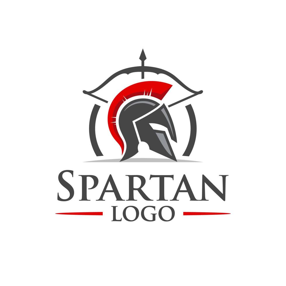 spartanisches Logo mit Schleife und spartanischem Helm vektor