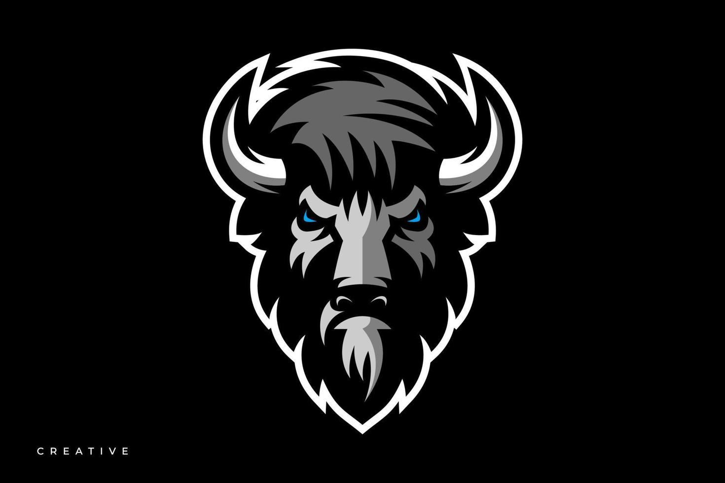 bison esport logotyp på svart bakgrund vektor