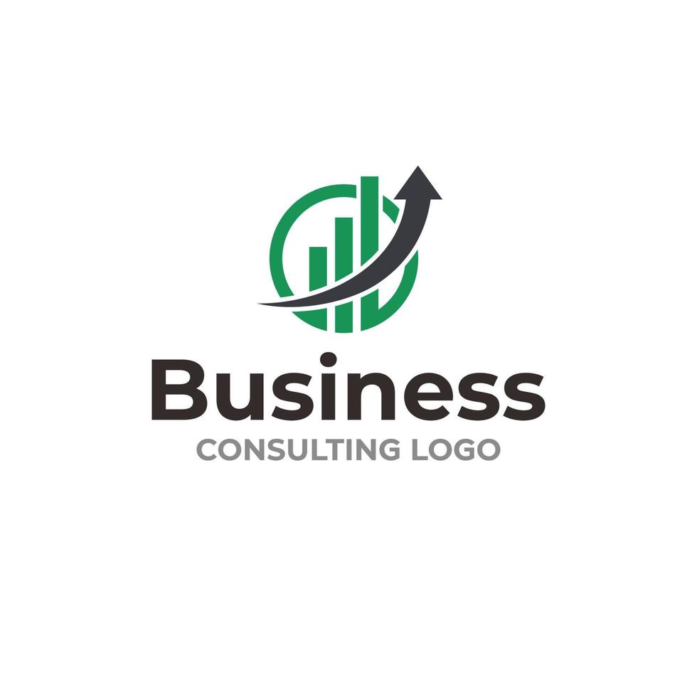 business consulting logotyp med pil och stapeldiagram vektor