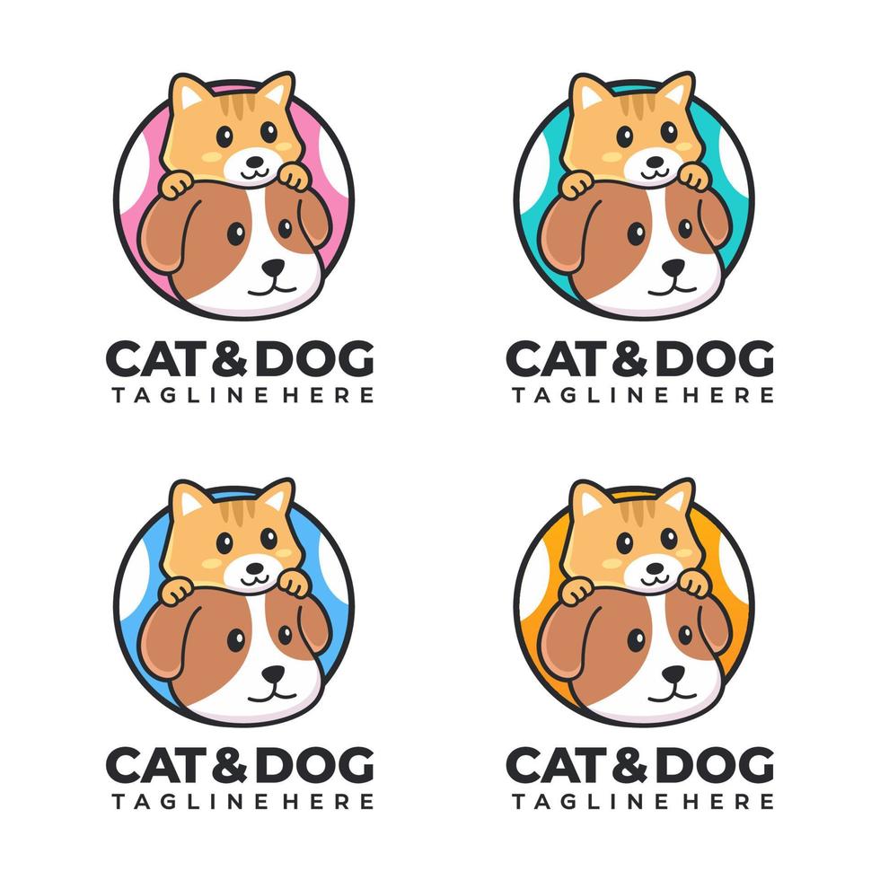 katzen- und hunde-cartoon-logo vektor