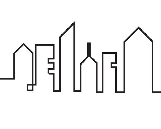 Moderne Skyline der Stadt. Stadtsilhouette. Vektor-Illustration in Wohnung vektor