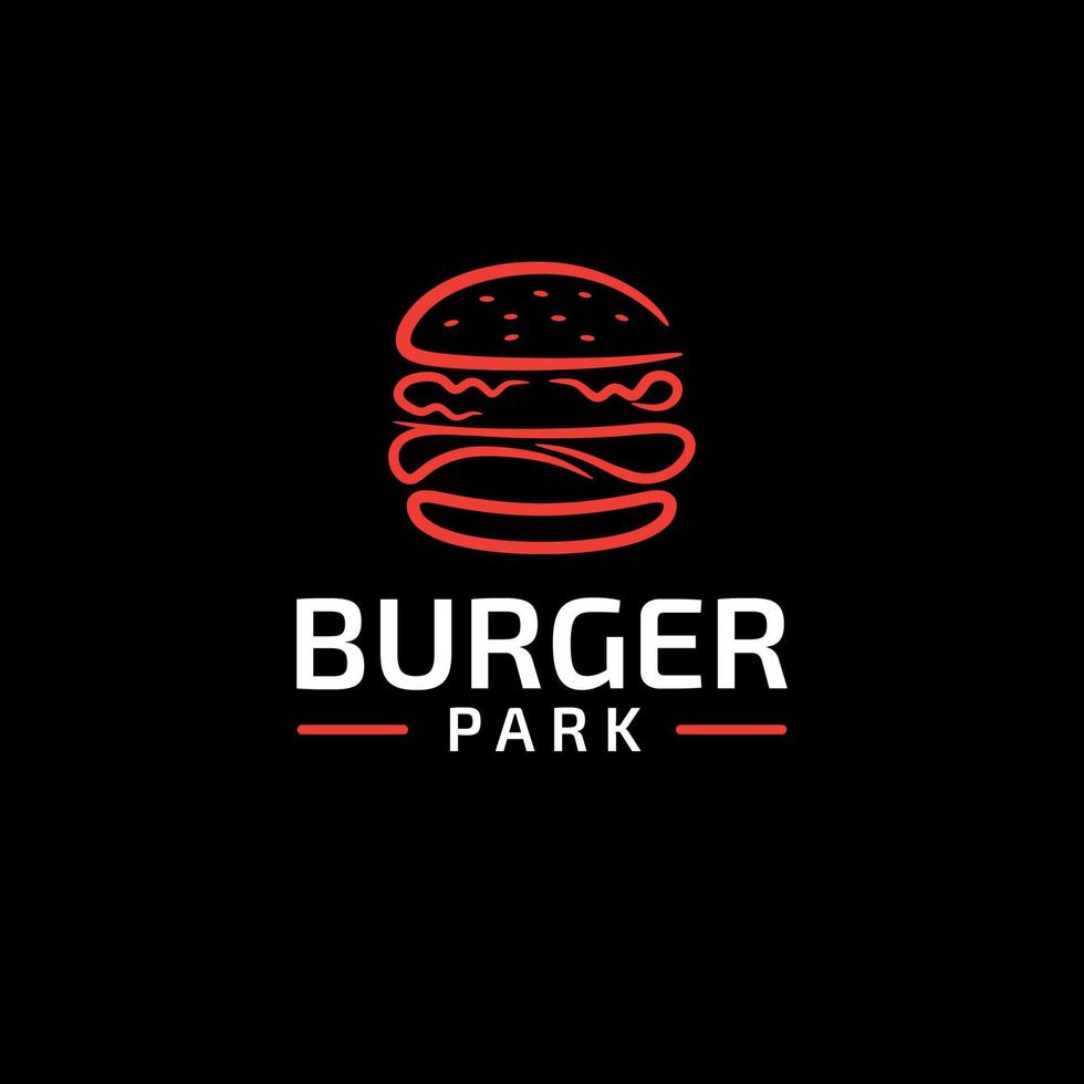 einfaches Burger-Logo mit schwarzem Hintergrund vektor