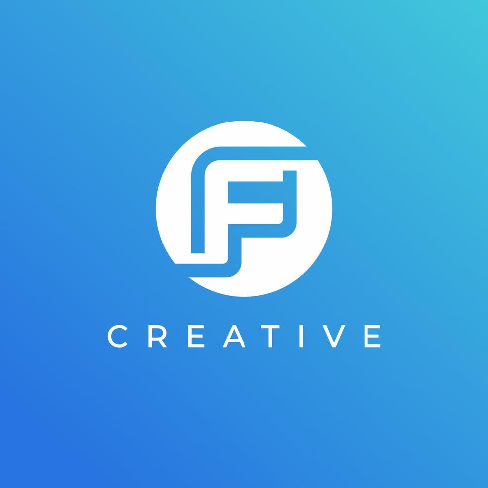 bokstaven f logotyp formgivningsmall med vit färg och blå bakgrund vektor