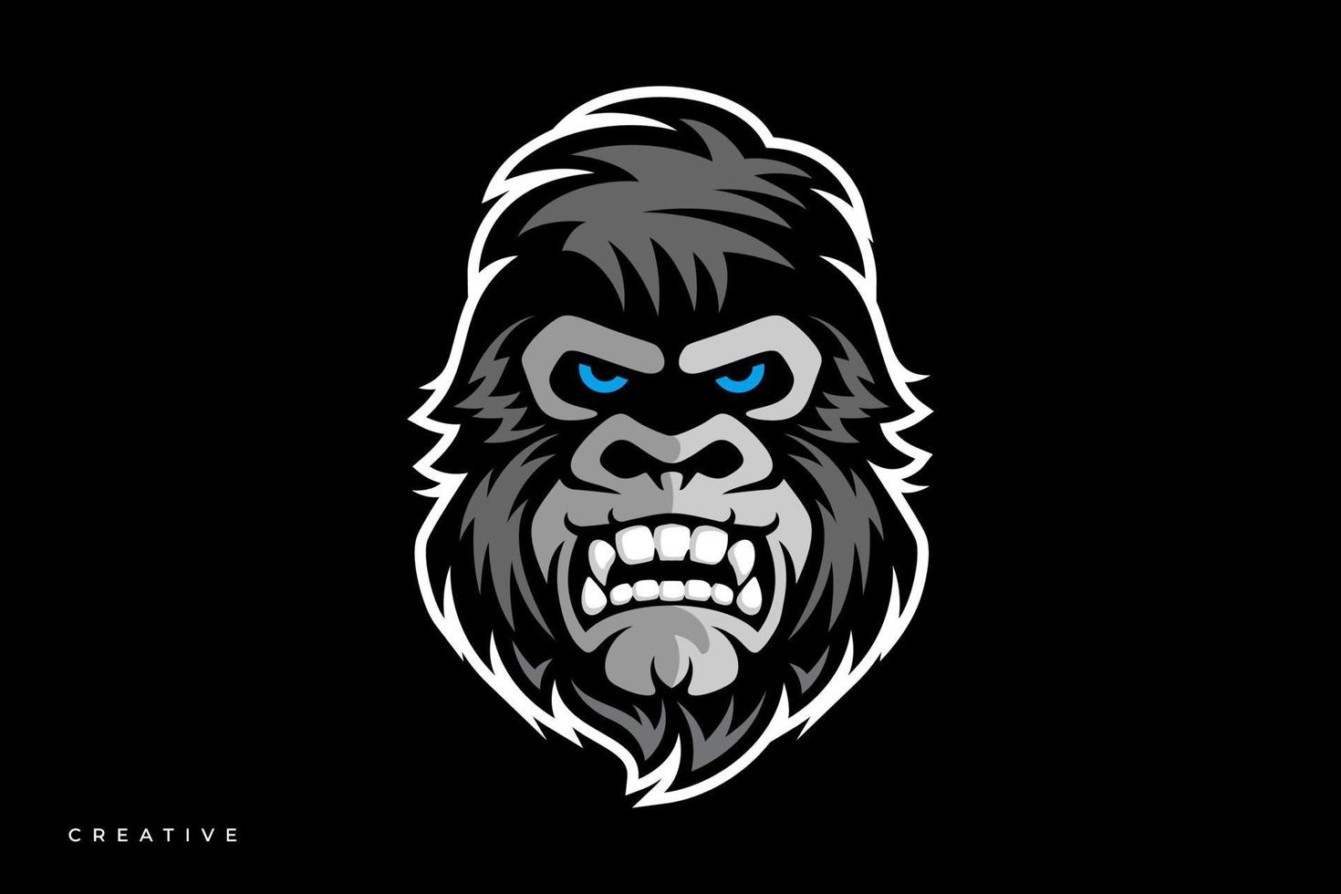 Gorilla-eSports-Logo auf schwarzem Hintergrund vektor