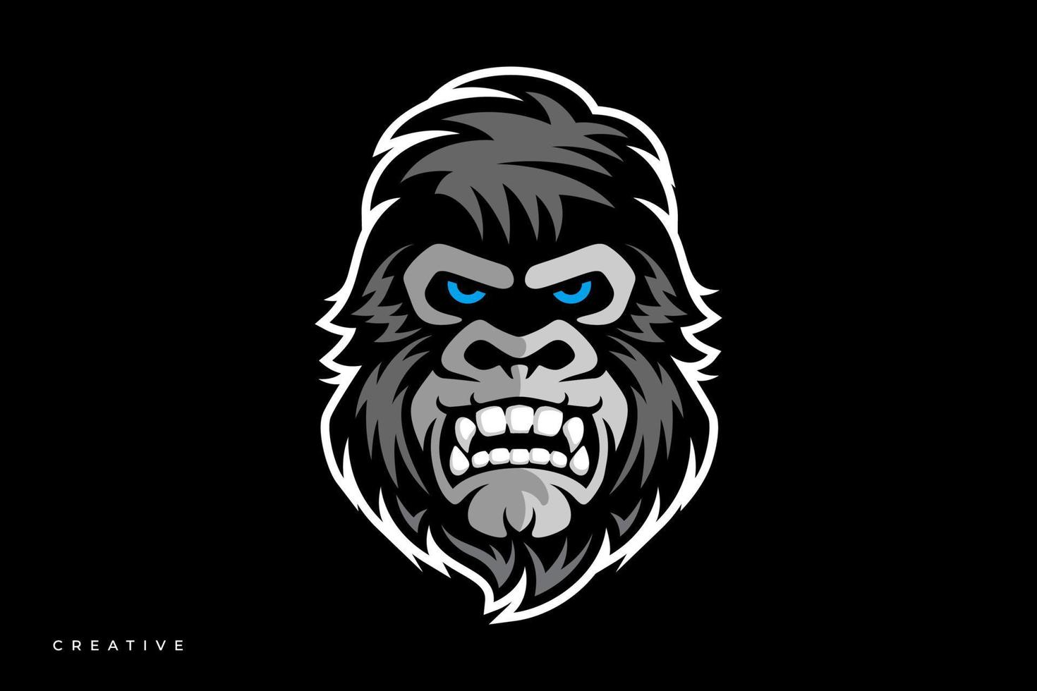 gorilla esports logotyp på svart bakgrund vektor