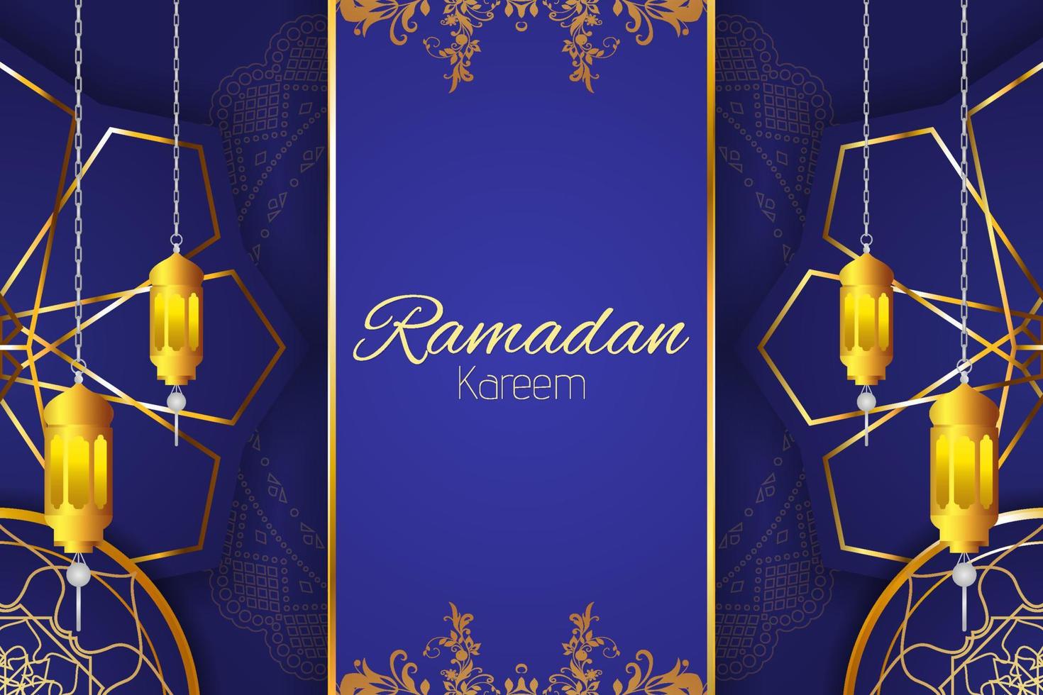 ramadan kareem islamischer hintergrund mit element und blauer farbe vektor