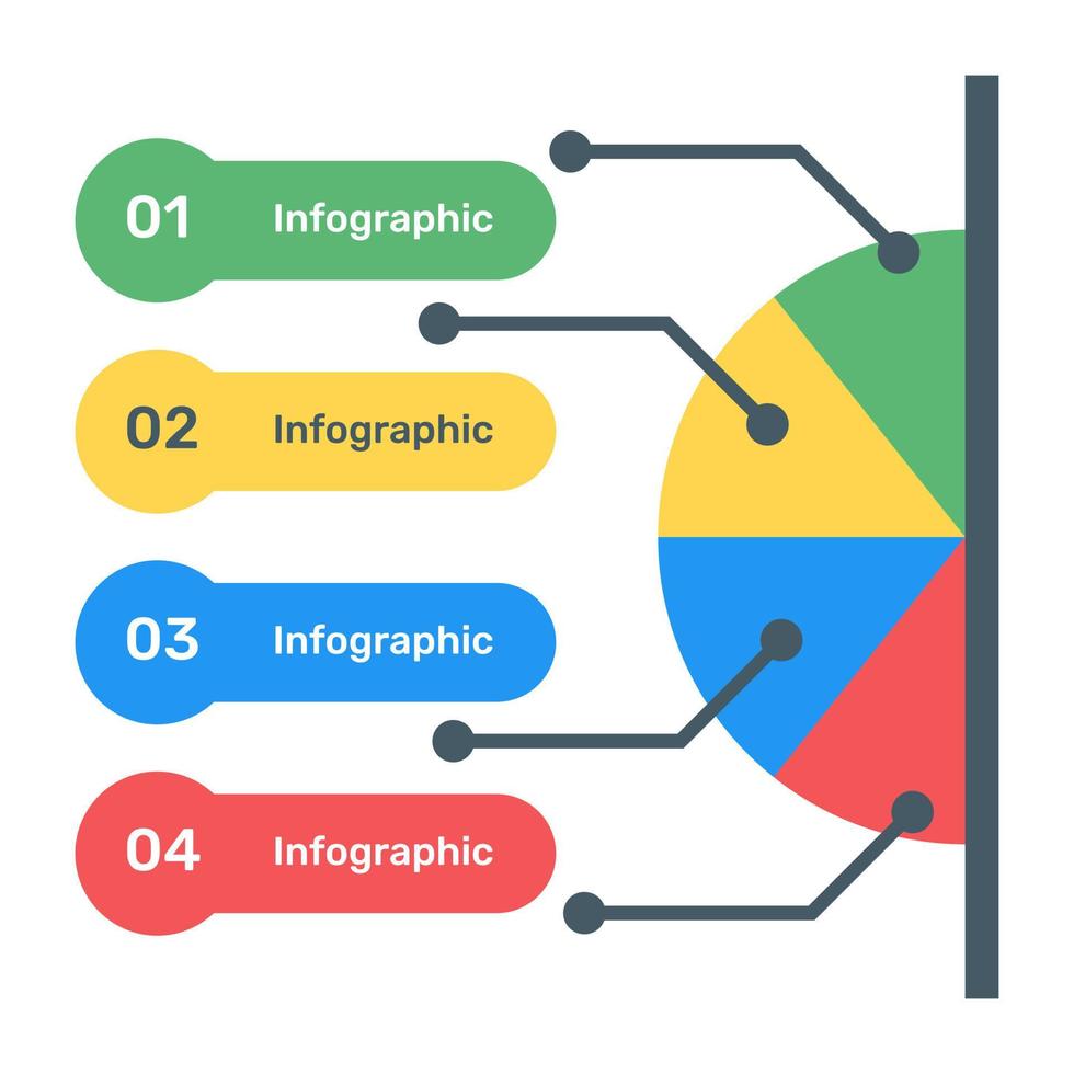 eine moderne Infografik, die ein Multi-Kreisdiagramm in einem flachen Symbol zeigt vektor