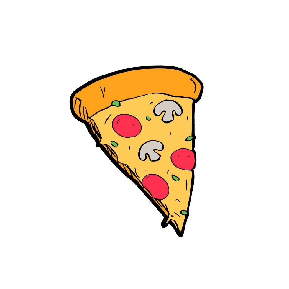 handritad pizza doodle vektor