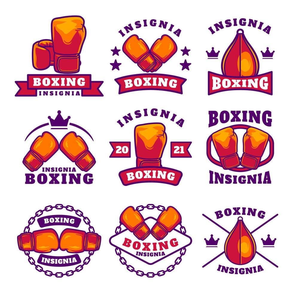 Boxclub-Etiketten-Embleme-Abzeichen-Set vektor